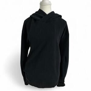 Free People Black Cotton Hoodie Size Medium Relaxed Fit Super Comfy Lightweight